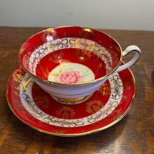 Vibrant Red Royal Grafton Tea Cup & Saucer